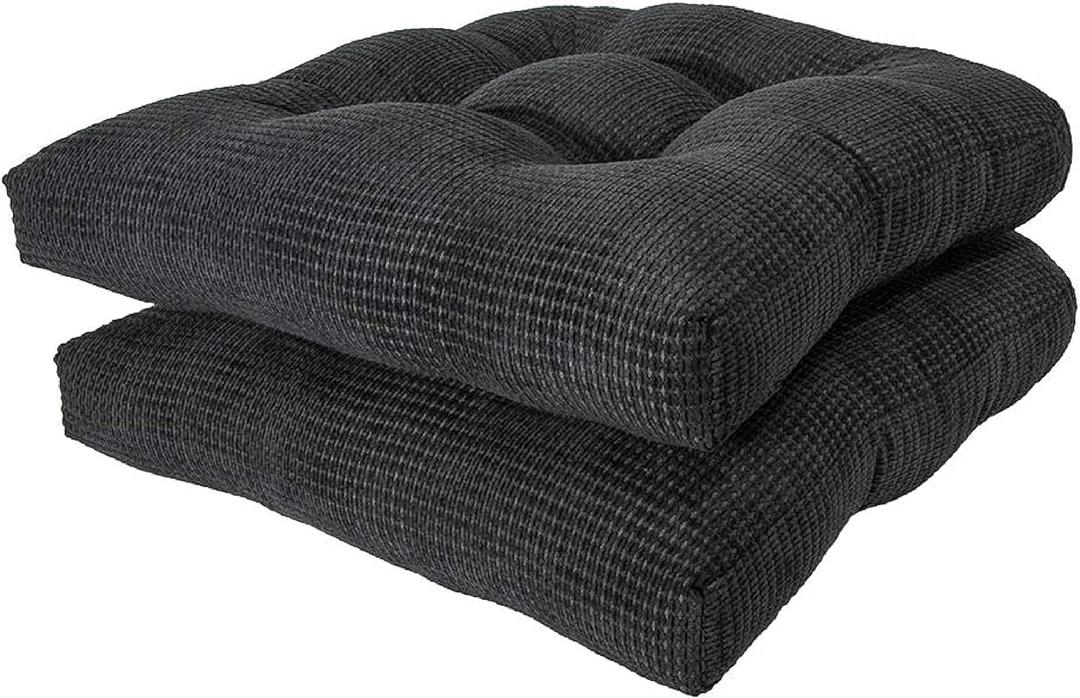 Arlee Memory Foam, Non-Skid Backing Chair Pads, 15.5" L x 15.5" W, Black 2 Count