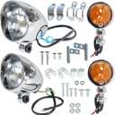 LABLT Motorcycle Chrome Passing Driving Spot Fog Light Turn Signal Light Set Replacement for Most Motorcycle