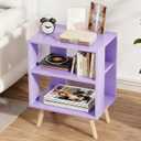 Aenuert Night Stand, Purple Nightstand, Modern End Table with Open Storage, 2-Tier Wooden Bedside Table for Small Space, Living Room, Bedroom