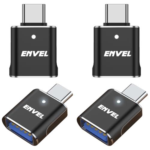 ENVEL 4 pack Upgraded SB C to USB Adapter, 10 Gbps Type-C Male to USB3 Female OTG Converter, Compatible with Apple iWatch iPhone 17 16 15 Galaxy S24 iPad Air 4 5 Mini 6