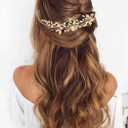 Gorais Crystal Bride Wedding Hair Combs Gold Leaf Bridal Hair Pieces Pearl Hair Accessories for Women and Girls (A-Gold) 