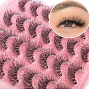 14mm Lashes Natural Look Wispy Eyelashes Faux Mink Lashes Clear Band Short Natural False Lashes Cat Eye Daily Soft Strip Lashes Pack by Kiromiro
