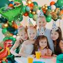 Amandir 165Pcs Dinosaur Balloons Arch Garland Kit, Sage Green Orange 6Pcs Dino Foil Balloons Happy Birthday Balloon for Jungle Safari Dinosaur Themed Party Baby Shower Decorations Supplies Kids Boys