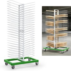 Mouuy 50-Shelf Paint Drying Rack for Cabinets & Doors, Heavy-Duty Cabinet Door Drying Rack, 25lbs/Shelf, Space-Saving Vertical Stand for Paint Studios and Classrooms with 4 Locking Casters