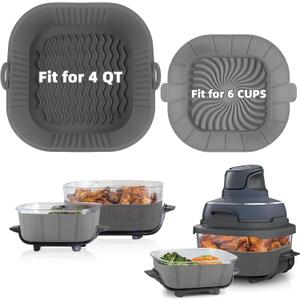 Silicone Air Fryer Liners Reusable for Ninja Crispi Accessories, Air Fryer Silicone Liners airfryer Liners for Ninja Portable Glass