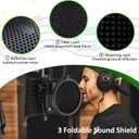 Microphone Isolation Shield, Foldable Mic Sound Absorbing Foam for Condenser Microphone Mic Arm Stand Recording Equipment Studio, High Density Absorbent Foam to Filter Vocal by Frgyee