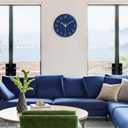 Navy Blue Modern Wall Clock for Living Room Decor, 14 Inch Large Wall Clock Silent Battery Operated, Classic Round Analog Clock for Bedroom, Kitchen, Office, Bathroom, Outdoor Patio, Pool