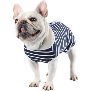 Etdane Dog Diapers Sanitary Panties Physiological Period Shirts Surgical Recovery Suits for Male and Female Dogs (Large, Blue Stripe)