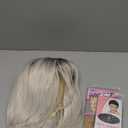 TISHINING Short White Blonde Bob Wig with Bangs for White Women Ombre Blonde Layered Straight Synthetic Hair Wig with Dark Roots Natural Chin Length Bob Wigs for Daily Party Use(10 Inch)