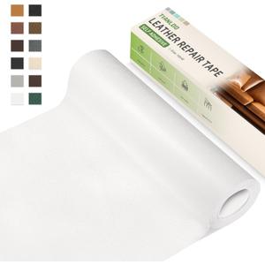 TIANLDD Leather Repair Tape,16 x 80 Inches Self Adhesive Leather Repair PatchLeather Repair Kit for FurnitureCouches,Car Seats,Cabinets,Handbags(White-Litchi Grain)