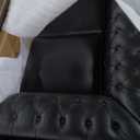 Valencia Parma 92" Leather Chesterfield Sofa | Full-Aniline 3 Seats Italian Leather Couch | Artisan Crafted Nailheads | Mid Century Classic Design - Leather Sofa, Black