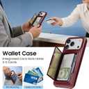 Compatible with iPhone 17 Pro Max Wallet Case with Card Holder (3-5 Cards) | Built-in Screen Protector | Hinge Kickstand | RFID Blocking | Phone Cover Case for Apple 17 ProMax, Wine Red