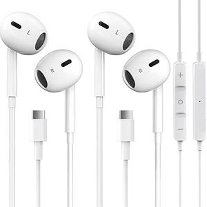 2 PackUSB C Headphones for iPhone 17/16/15 Pro Max Plus Type C Earbuds with Microphone & Remote Noise Cancelling Earphones for iPhone 17/16/15 Pro, iPad,Galaxy S25/S24/S23/S22/S21/Ultra Note 10/20