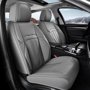 Coverado Car Seat Cover, Cover for Cars Front Seat, Premium Leather, Universal Fit Waterproof Seat Protectors, Car Seat Cushion Non-Slip for Most Cars-Gray