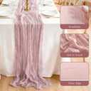 3 Pcs Dusty Pink Cheesecloth Table Runner, 35"120" Cheese Cloth Boho Gauze Rustic Sheer Table Runner, Table Decorations for Valentine'Day Wedding Bridal Baby Shower Birthday Holiday Home Decor