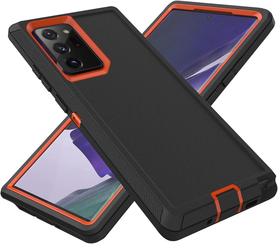 for Samsung Galaxy Note 20 Ultra Case, Heavy Duty Protective Case Dustproof Shockproof Protection 3 in 1 Rugged Cover for Samsung Galaxy Note 20 Ultra 6.9 Inch (Orange/Black)