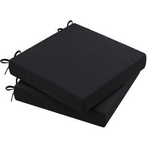 AAAAAcessories Outdoor Seat Cushions for Chairs, Waterproof, Fade-Resistant Patio Furniture Replacement Cushions, 20" x 20" x 3", Set of 2, Black