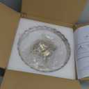 Semi Flush Mount Ceiling Light, Scalloped Clear Glass Close to Ceiling Light Fixtures with 2 Lights, Gold Vintage Light fixtures for Bedroom Living Room Entryway Hallway