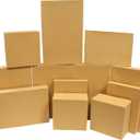 JOYIN 12PCS Christmas Brown Gift Boxes with Lids for Presents, 4" Deep Large Shirt Robe Wrapping Box, 4 Different Sizes Holiday Festive Lingerie Cupcake DIY Kraft Cardboard Boxes