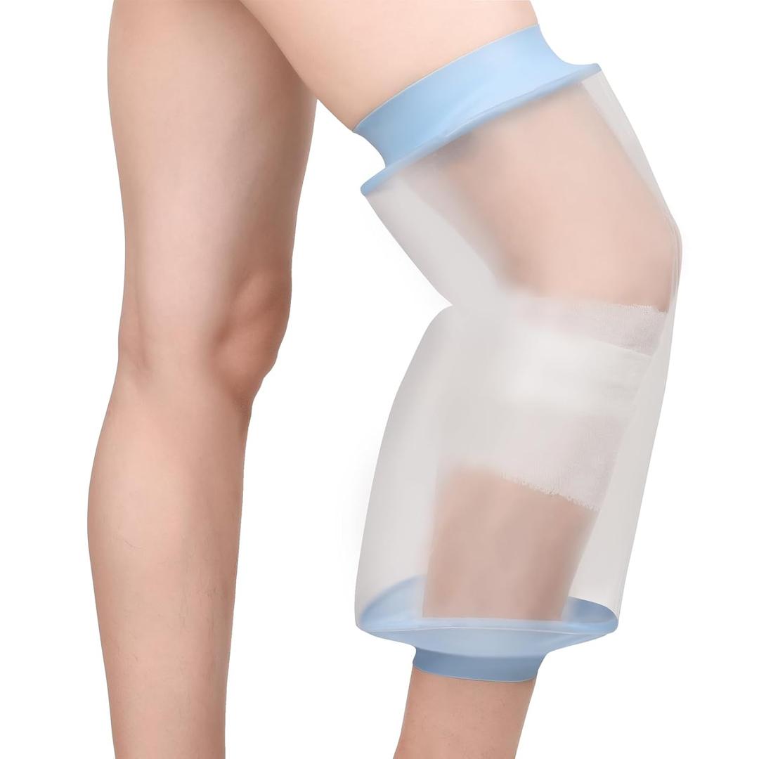 Knee Cast Cover for Shower Waterproof Knee Cover for Shower after Surgery Reusable Knee Shower Protector after Surgery for Knee Replacement Surgery, Wound, Burns, Bandage