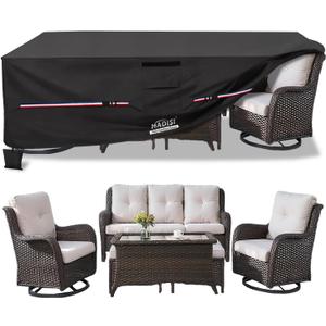 Patio Furniture Covers,Outdoor Furniture Cover Waterproof,600D Rectangular Patio Heavy Duty Table Cover,Outdoor Dining Table and Chair General Purpose Furniture Covers 111"L x 74"W x 28"H-Black