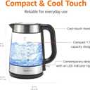Amazon Basics Electric Kettle with Glass Carafe for Tea and Coffee, BPA-Free, Fast Boiling, Auto Shut-Off, Boil-Dry Protection, Water Level Indicator, 1.7 Liter, 1500W, Black and Silver