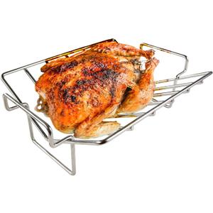 Stainless Steel V Rack for Roasting Turkey, Poultry Roaster Rack for Grilling and BBQ – Multi-Use Rib Rack for Green Egg – Easy to Clean, Non-Toxic, Dishwasher Safe, 13.7 × 10 × 4.7 Inch