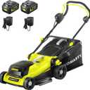 40V Electric Lawn Mower 15" Cordless Battery Powered Mower, 2 in 1 Mulching Lawnmower with 5-Position Height Adjustment 10.6 Gallon Bag, Small Push Lawn Trimmer, 2X4.0Ah Battery and 2 Chargers