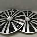 Hubcap Wheel Cover Replacement R15 Hub Caps Universal Wheel Rim Cover ABS Material Exterior Accessories Snap On Car Truck SUV -Set of 4 (15-Inch, Silver-Black)