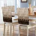 Savannan Dining Chair Back Covers, Geometric Pattern Abstract Art Cubes Brown Black Gold Chair Covers Chair Slipcovers Protective Covers for Holiday Party Festival Decoration, Set of 4 (Marblesan91775)