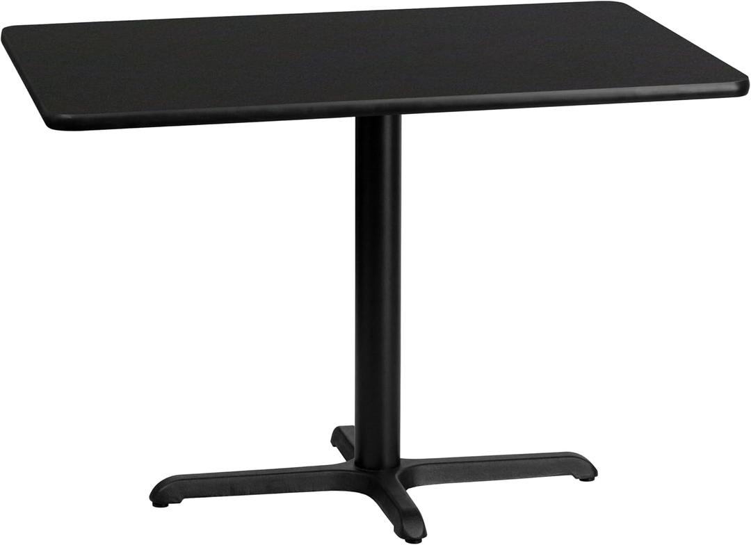 Flash Furniture 30'' x 42'' Rectangular Black Laminate Table Top with 23.5'' x 29.5'' Table Height Base, 30"W x 42"D x 31.13"H