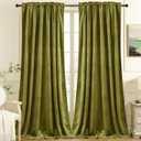 Nemia Moss Green Velvet Curtains Thermal Insulated Blackout Curtain for Bedroom Window Living Room Darkening Luxury Vintage 84 Inches Long Heavy Drapes Panels Rod Pocket Set of 2