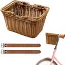 GRANNY SAYS Kids Bike Basket, Front Bicycle Bike Baskets for Kids, Small Wicker Bike Basket for Boys and Girls, Small Wicker Basket for Bike, 9" x 7" x 6", 1-Pack (Brown)