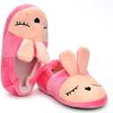 Enteer Baby Girls Cute Cartoon Warm House Slippers with Non-Slip Rubber Sole, Size 7-8 Toddler