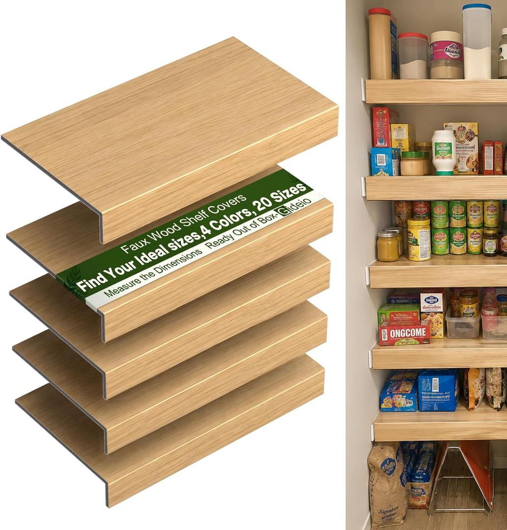 5 Pack Size24x16in Wire Shelf Cover for Pantry, Closet, Kitchen – Waterproof PVC Wood-Look Wire Rack Covers for Shelves, Multiple No-Tool Installation, 24x16x2in