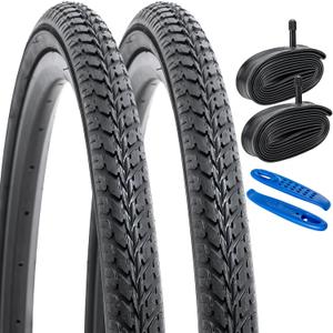 YUNSCM 2-PCS 26" Road Bike Tires 26 x 1.50/40-559 and 26" Heavy Duty Bike Tubes Schrader Valve Compatible with Road Bike 26x1.5 26 x 1.50 26X1.50 Bicycle Tires and Tubes(Y-1036)