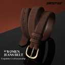 SANSTHS Suede Belt for Women, 1-Inch Fashion Waist Belt with Simple Gold Buckle, Thin Belt for Dresses Jeans & Daily Wear, Coffee M (Black, M)