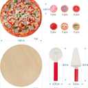 Cutting Play Food Toy for Kids Kitchen,Wooden Pizza Set Pretend Play Kitchen Accessories,Learning Toy Birthday Gifts for Boys Girls Toddlers (6 pcs Set), child-size
