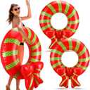 2 Pack Christmas in July Pool Floats Wreath Inflatable Pool Floats Swim Tube Rings Toys for Summer Vacation Lake Swimming Beach Party Decorations Supplies(43 Inches)