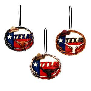 2 x Christmas in July Lariat Skull Hat Ornaments – Mini Tree Decorations – Set of 3