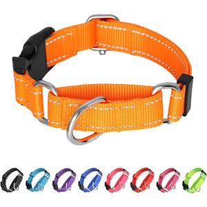 Martingale Collar for Dogs,Reflective Martingale Dog Collars with Quick Release Buckle,Adjustable Nylon No Pull Dog Collar for Walking Training(Blue, Extra Large) (Medium, SUPER-Orange)