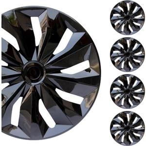 Hubcap Wheel Cover Replacement R17 Hub Caps Universal-Fit Steel Wheel Rim Cover ABS Material Exterior Accessories for Most Car Truck SUV -Set of 4 17-inch Black