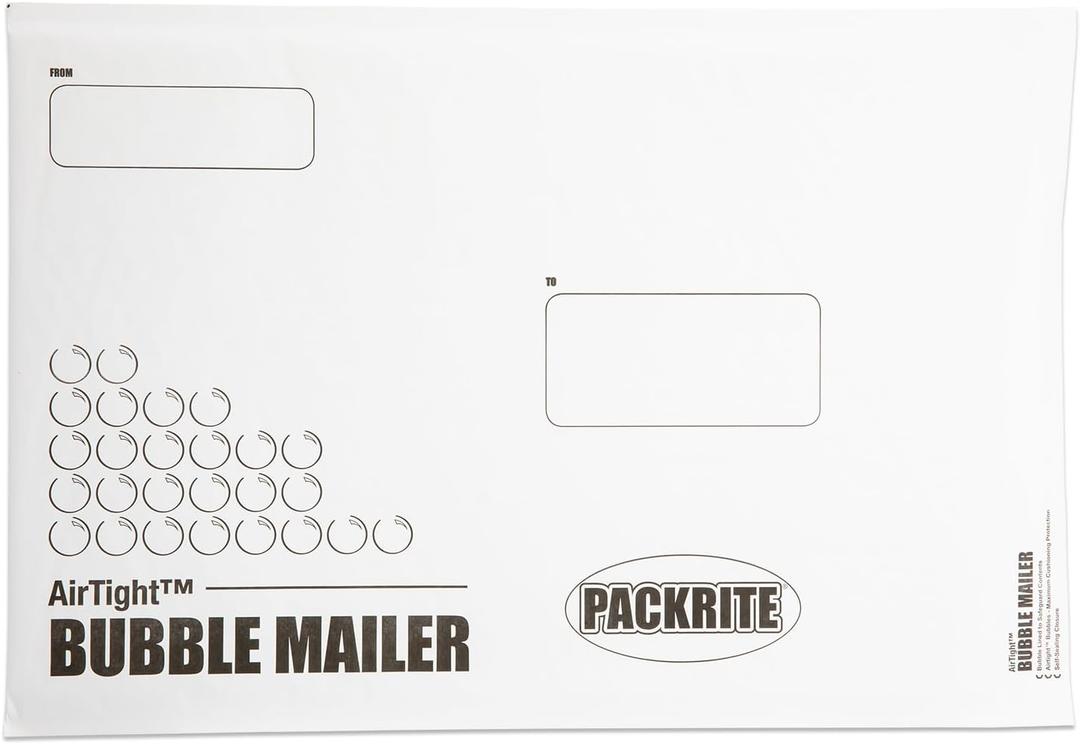 AirTight White Paper Bubble Mailers, Durable, Lightweight, Padded Shipping Envelopes, Pack of 25 (#6 12.5" X 19")