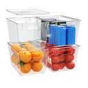 YAN & HIN 3 pcs/set Large Clear Storage Bins with Lids - Stackable, Transparent Pantry Storage with Handles - Nest Nicely for Clutter Organizer (11 "L x 7.5" W x 6.1 "H)