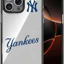 MLB New York Yankees iPhone Case - Clear Back Panel with Team Logo, Rugged Drop Protection for iPhone 15 Pro Max, NY Yankees (Yks)