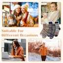 Justay 5 Pairs Wool Socks for Women - Winter Thick Boot Cozy Crew Vintage Soft Calf Knit Warm Socks Gifts (One Size, Blue Green Black Dark Grey Light Grey)