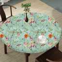 Vintage Garden Round Tablecloth  Fitted Circle Table Cover with Elastic Edge, Waterproof & Washable Polyester Table Cloth for 43" to 54" Indoor/Outdoor Tables