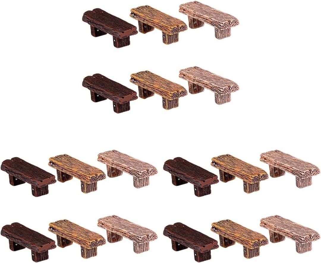 Veemoon 18Pcs Miniature Resin Bench Fairy Garden Accessories Mini Dollhouse Park Bench Decor Small Zen Garden Ornaments DIY Scene Furniture Decoration for Bonsai Terrariums Landscape, 2.21.6"