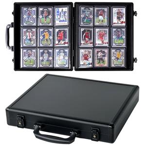 Azamou Toploader Binder for Trading Cards, Hard Cases, Holds 216 Toploaders, 9 Pocket Sleeves for 3" x 4" Cards (Black 216-Toploaders)