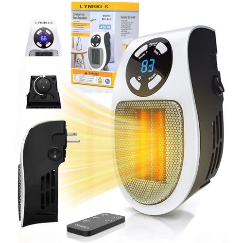 Upgrade Smart Plug in Wall Space Heater,450W Programmable Portable Electric Small Safe Heater, Adjustable Thermostat Timer, Overheat Protection, LED Display (White-Smart) 2 Pack